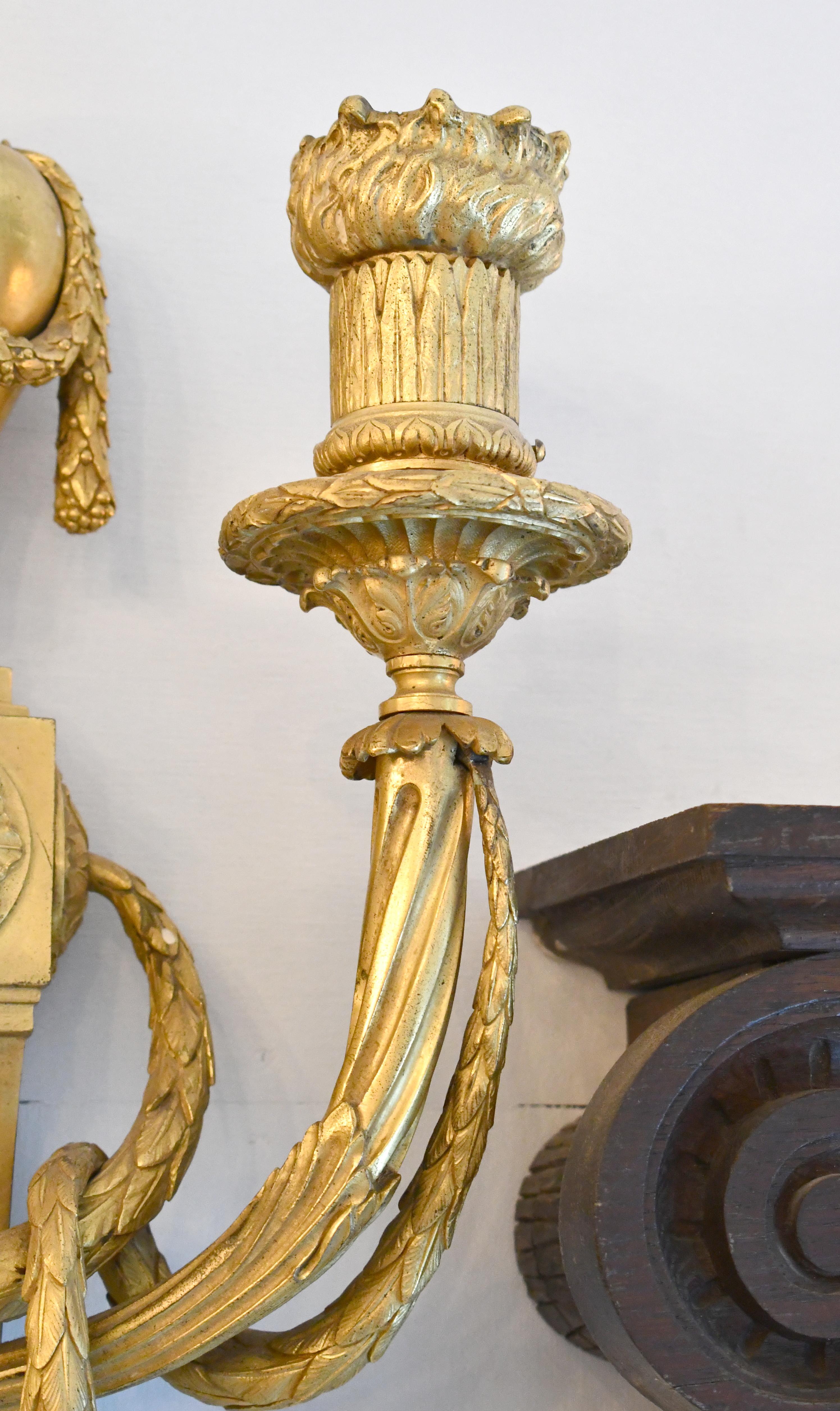 1930s Pair EF Caldwell 2 Arm Gilded Bronze Sconces For Sale 4