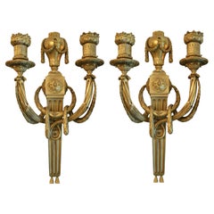 Paar EF Caldwell-Wandleuchter, 2 Arm, vergoldete Bronze, 1930er Jahre