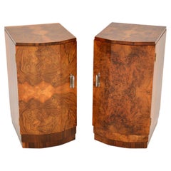 1930's Pair of Walnut Art Deco Bedside Cabinets