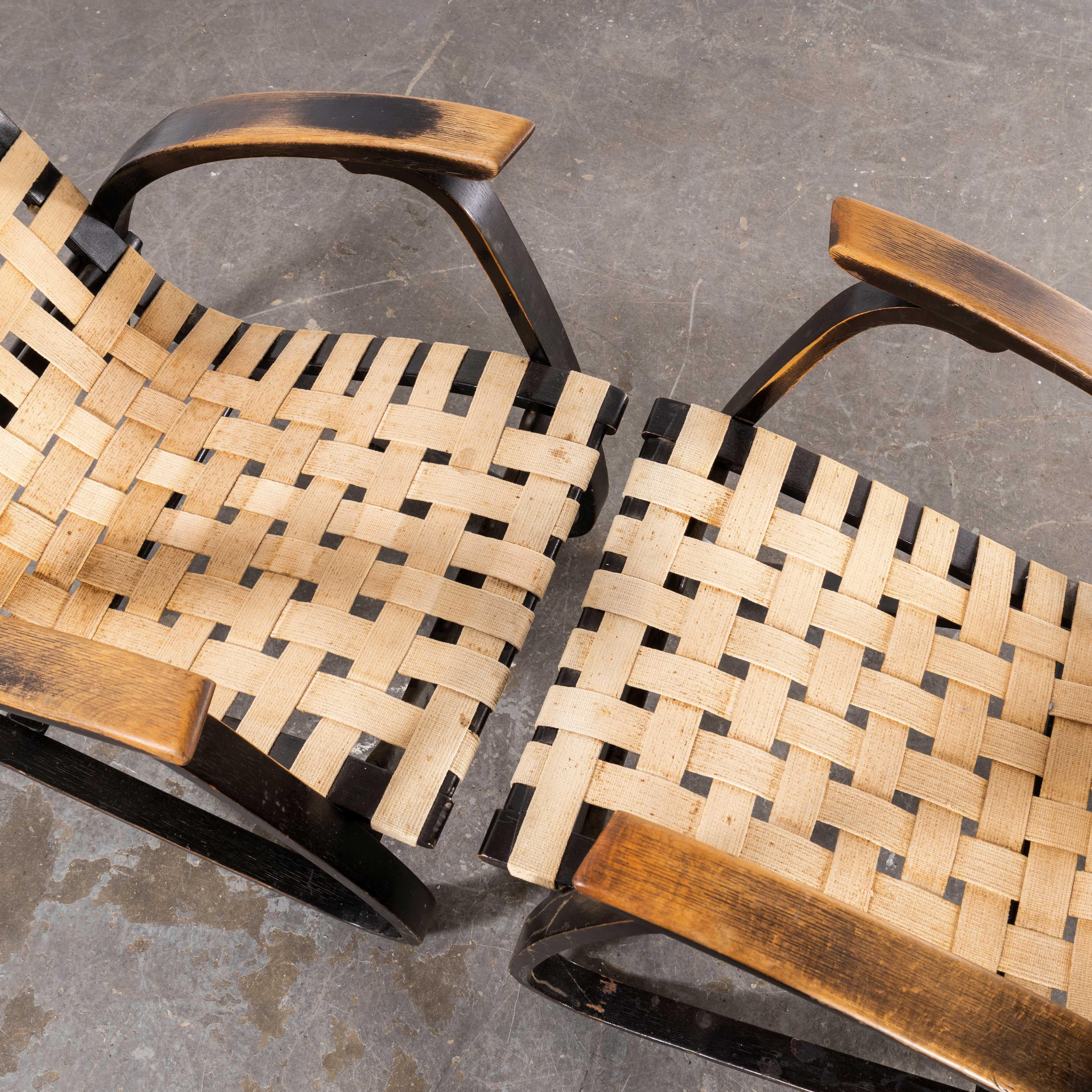 Coppia di poltrone in bengala intrecciato di Jan Vanek del 1930 in vendita 3