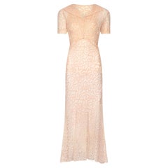 Robe et veste à manches courtes en ruban rose pâle des années 1930