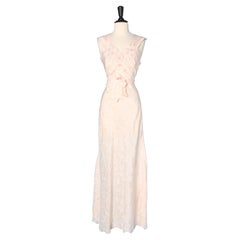 1930's pale silk jacquard nightgown with grape bunches jacquard pattern 