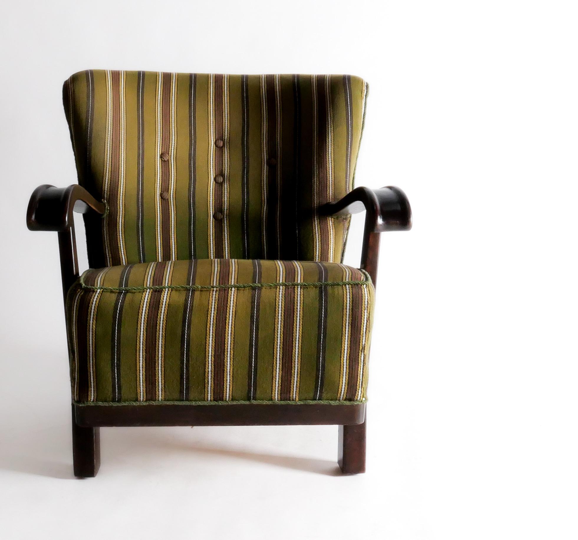 1930s Parlor Chair by Magnus Oleson, Denmark  In Fair Condition For Sale In Portland, OR