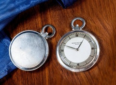 1930s Patek Philippe Platinum Two-Tone Sector Enamel Dial Open Face Pocket Watch