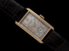 1930's Patek Philippe Vintage Mens Art Deco Rectangular Curved Watch - 18K Gold