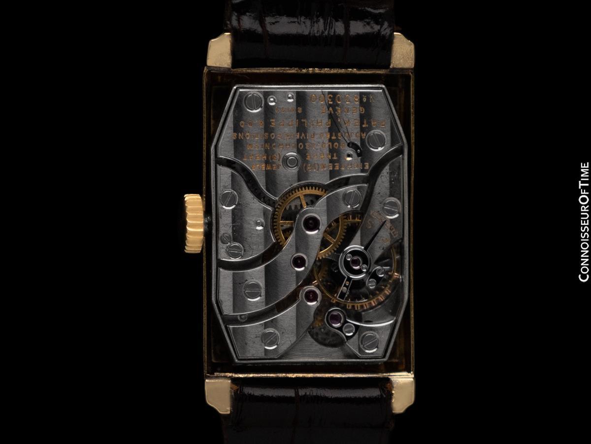 Reloj Art Déco Rectangular Curvo 1930 Patek Philippe Vintage para caballero - Oro de 18 quilates en venta 3