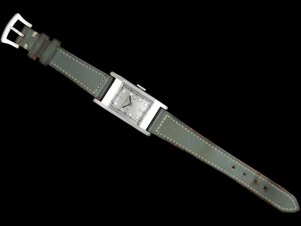 Reloj Art Déco Rectangular 1930 Patek Philippe Vintage para caballero - Platino en venta 7