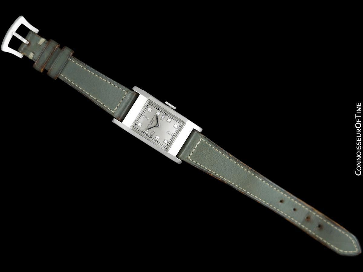 Reloj Art Déco Rectangular 1930 Patek Philippe Vintage para caballero - Platino en venta 3