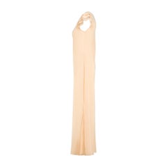 1930s Peach Embroidered Silk Slip Dress with Cap Sleeves