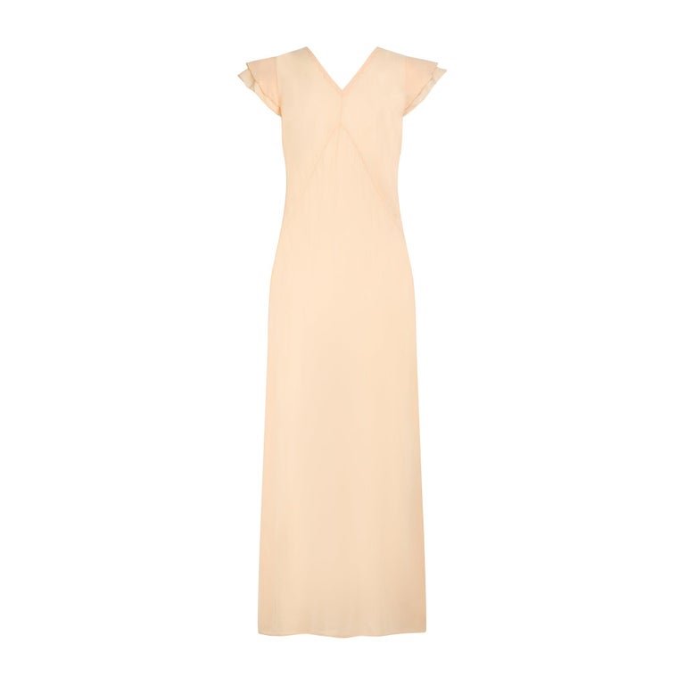 1930s Peach Embroidered Silk Slip Dress with Cap Sleeves For Sale at 1stDibs 1930s Peach Embroidered Silk Slip Dress with Cap Sleeves For Sale at 1stDibs