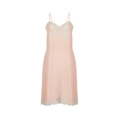 1930s Peach Silk and Lace Insert Slip Dress