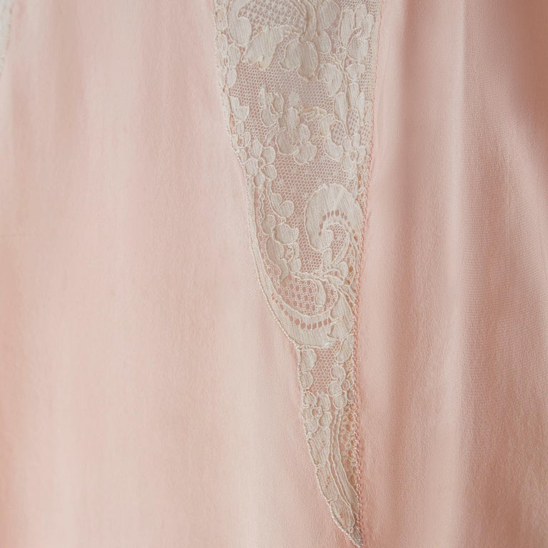 1930s Peach Silk and Lace Insert Slip Dress For Sale at 1stDibs | 1930s  slip, peach slip dress