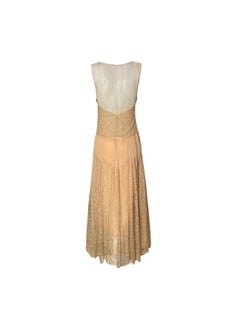 1930s Peach Silk Lace Bias Cut Gown