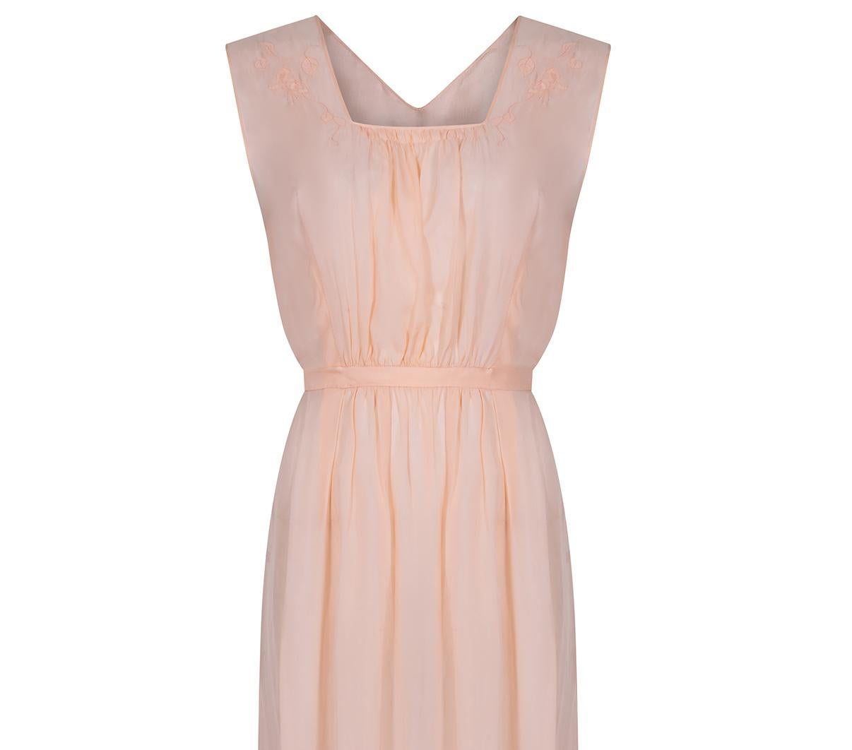 Beige 1930s Peach Silk Slip Nightdress For Sale