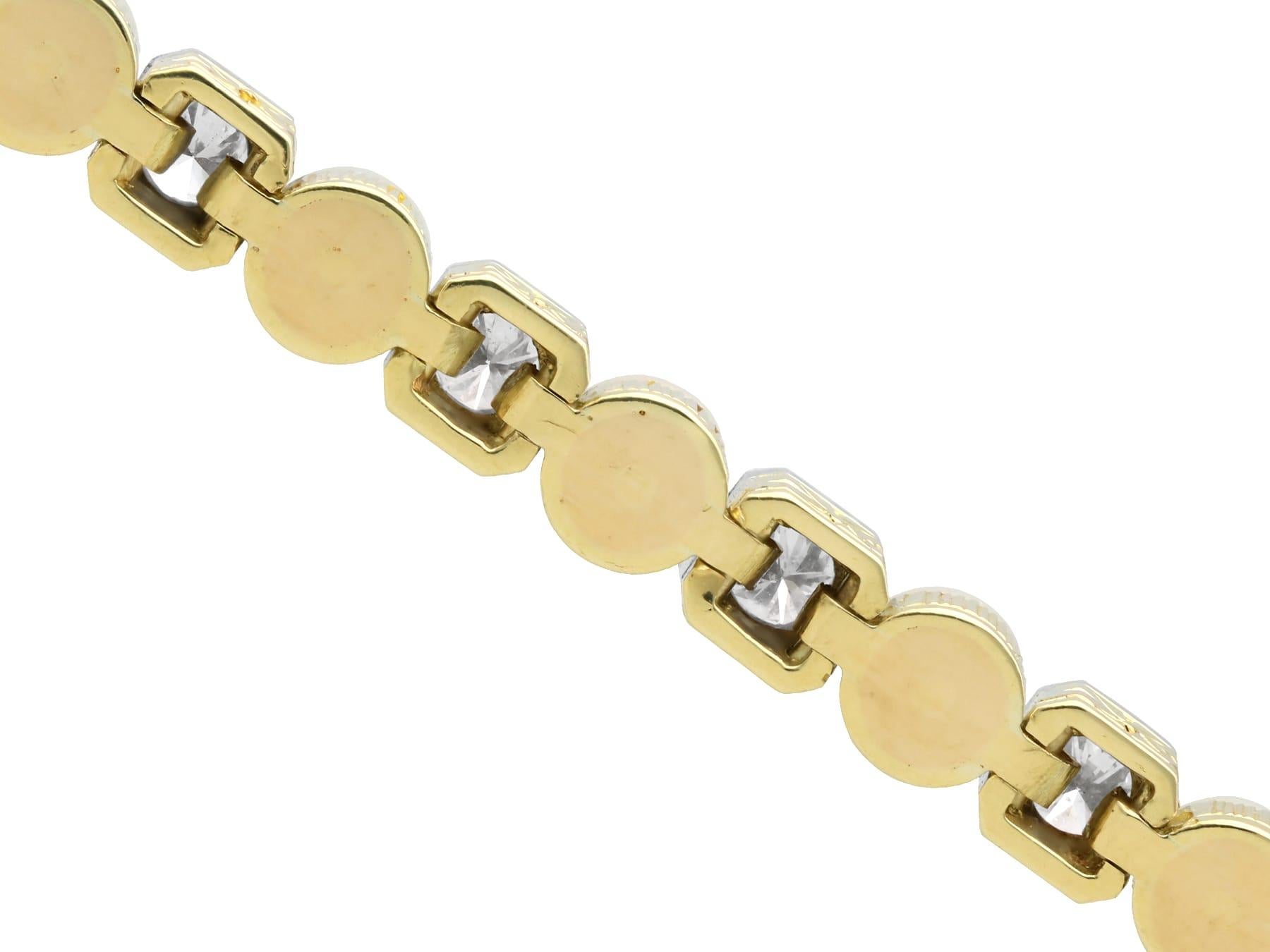 1930s Pearl and 3.30 Carat Diamond 14k Yellow Gold Line Bracelet  For Sale 1