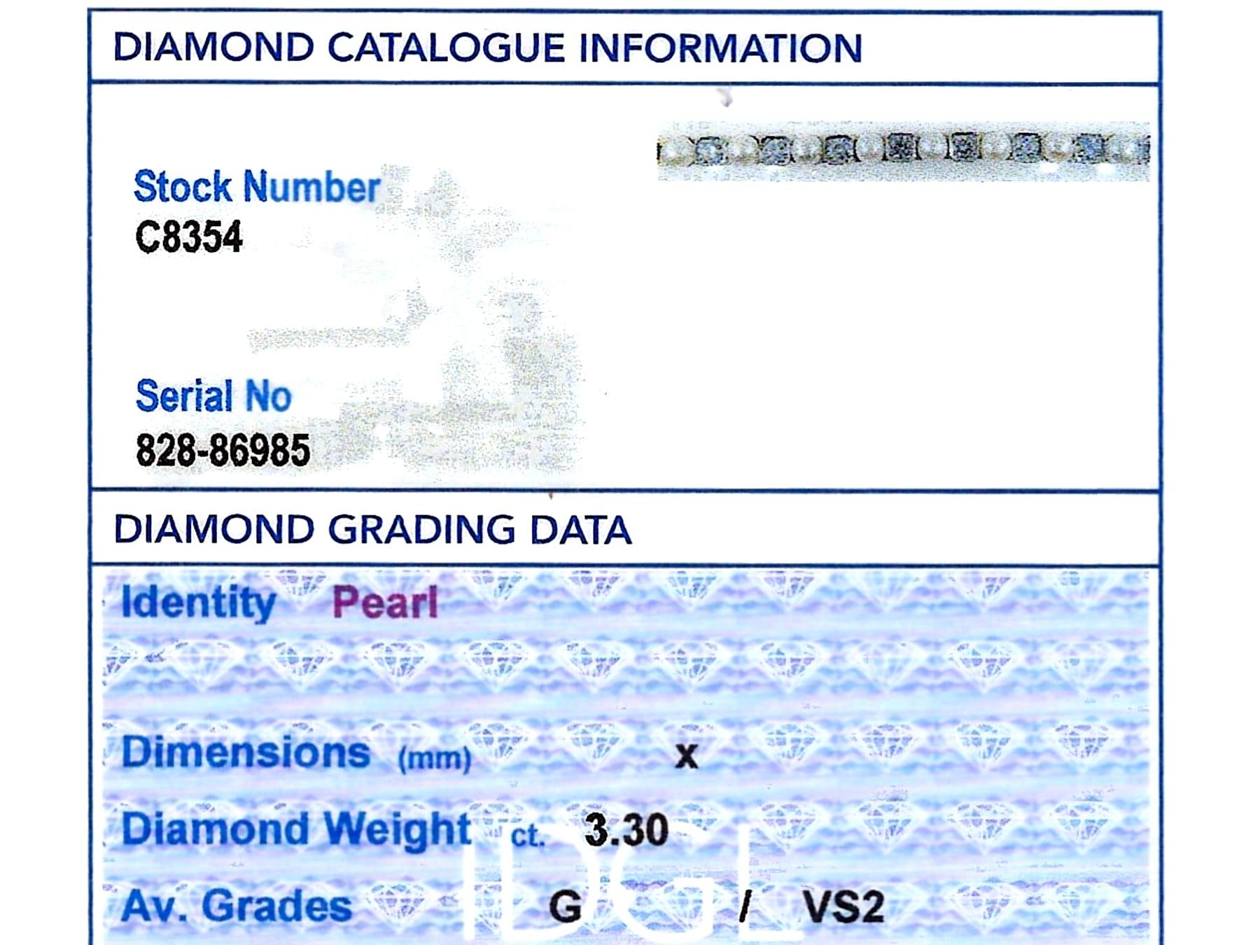 1930er Jahre Perle und 3,30 Karat Diamant 14k Gelbgold Line-Armband  im Angebot 4