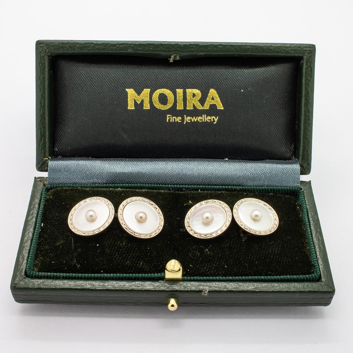 1930s Pearl Mother-of-Pearl Gold Platinum Cufflinks 1