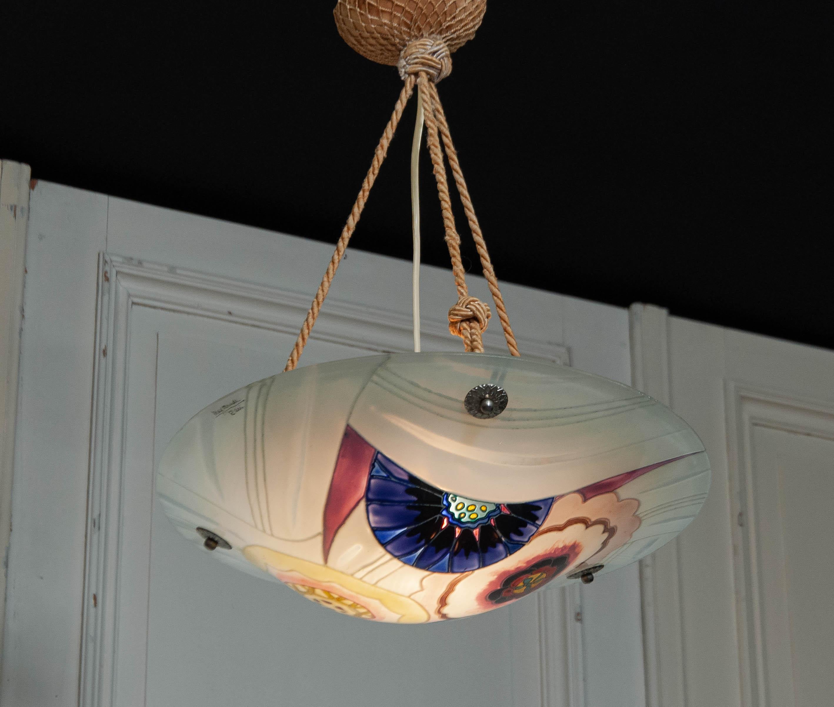 Lampada a sospensione degli anni '30 di Maxonade Paris, Eddé Company (Édouard Dannhauser) In condizioni buone in vendita a Silvolde, Gelderland