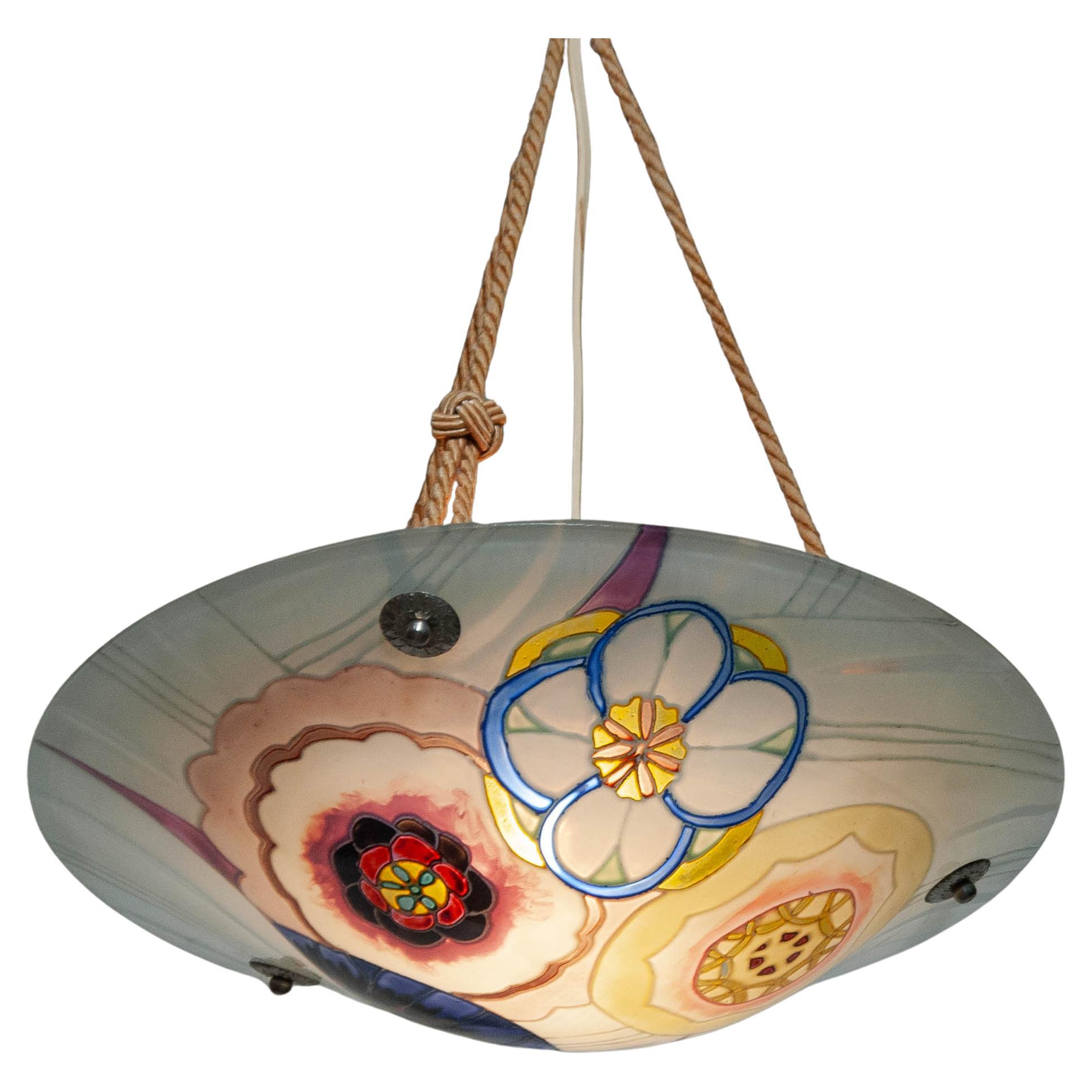 1930s Pendant Lamp by Maxonade Paris, Eddé Company (Édouard Dannhauser)
