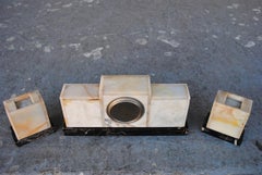 1930s Pendulum Garniture Art Deco Onyx and Marble Portor