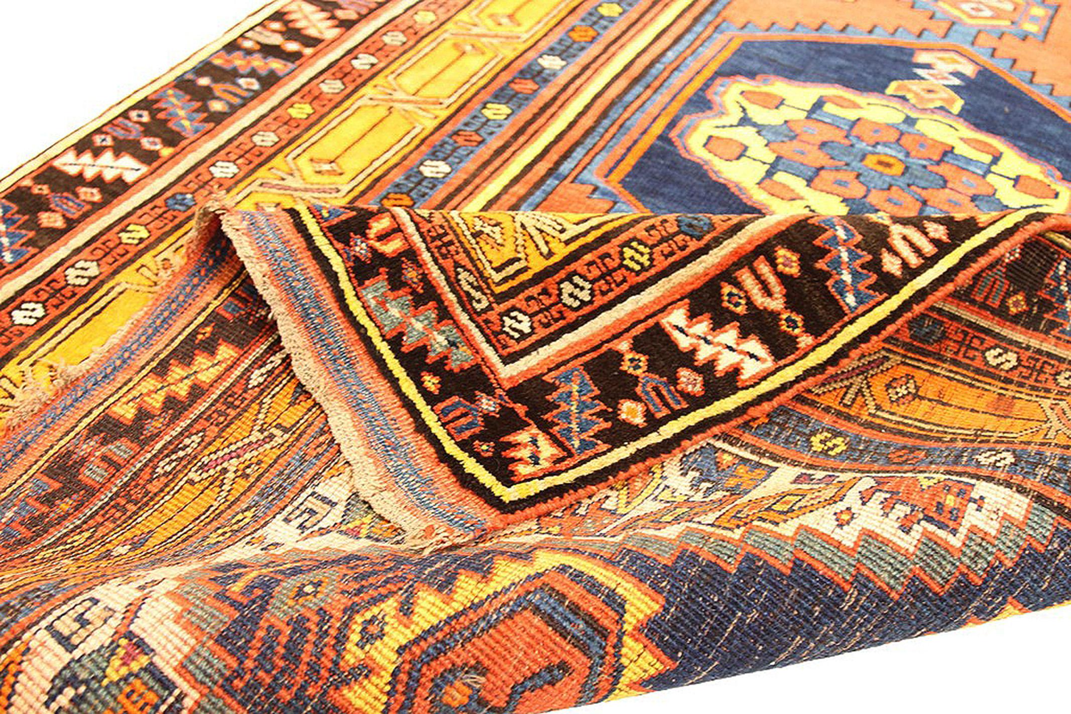 Islamic 1930s Persian Bijar Runner Rug with Medallions of Mixed Floral & Geometric Detai For Sale