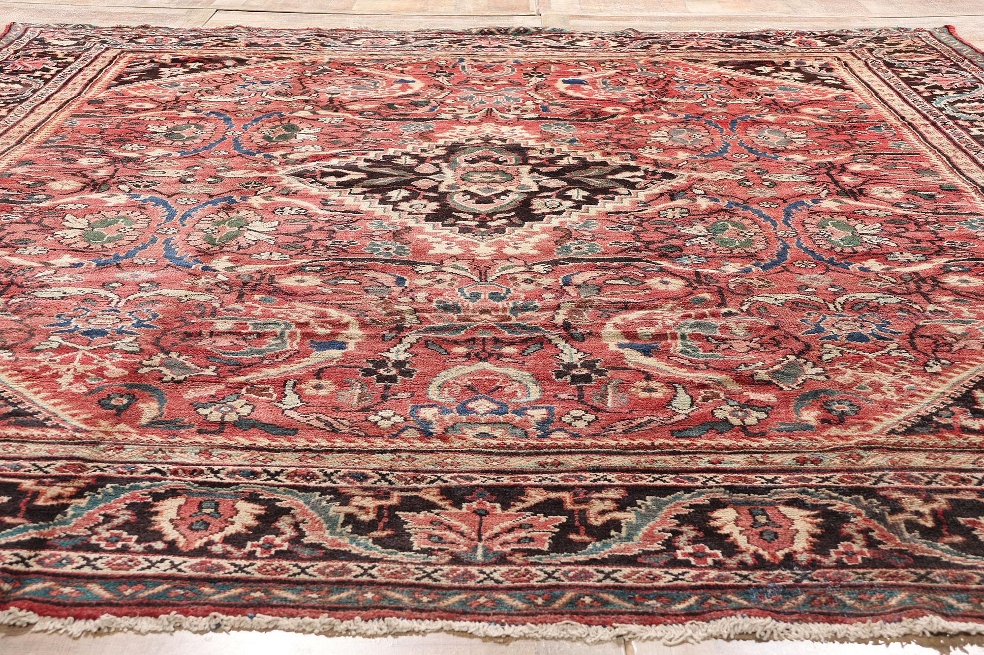 Lana Tappeto persiano Mahal del 1930 con stile moderno in vendita