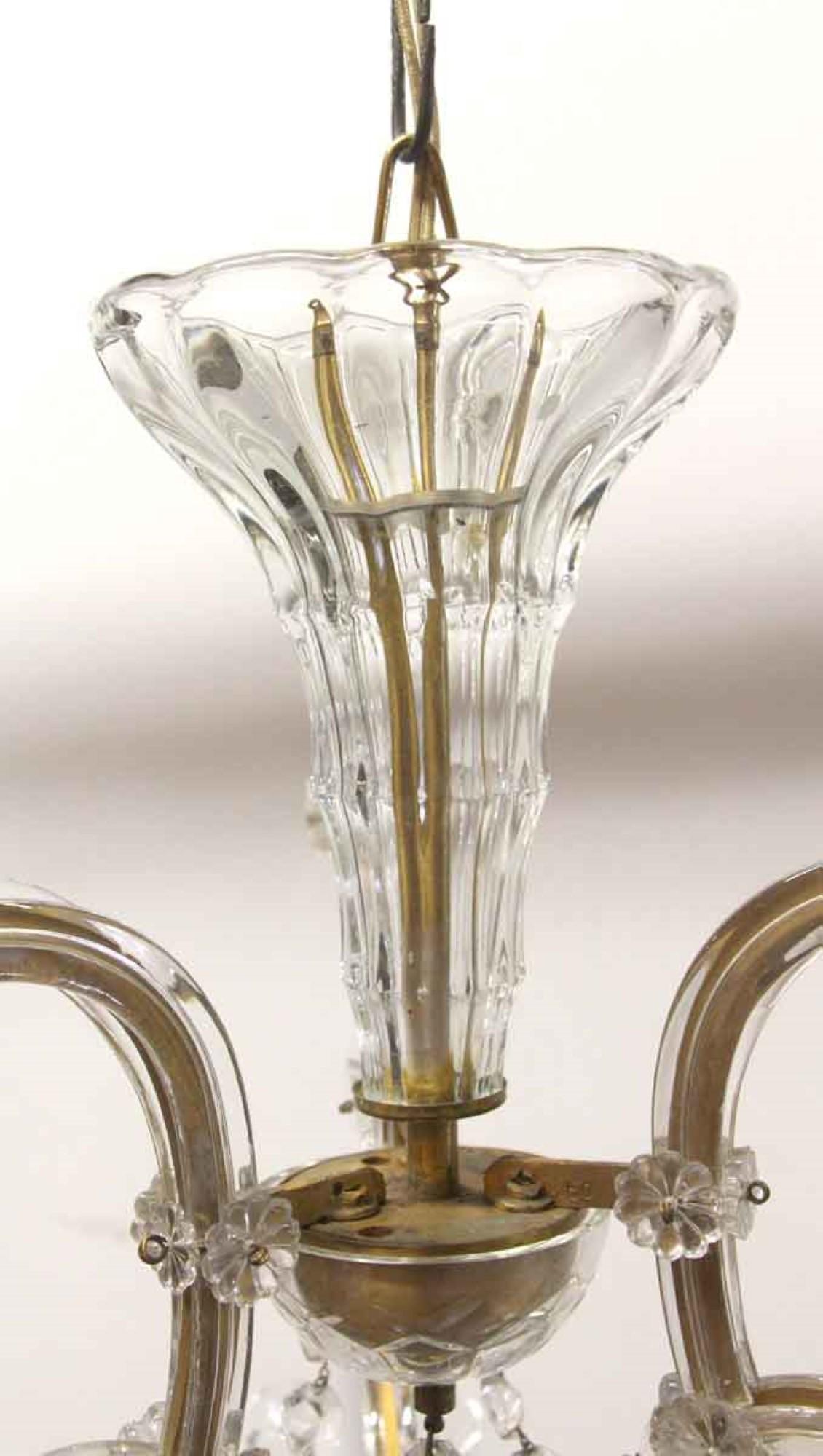 American 1930s Petite Marie Therese Crystal Chandelier with Three Arms and Lights