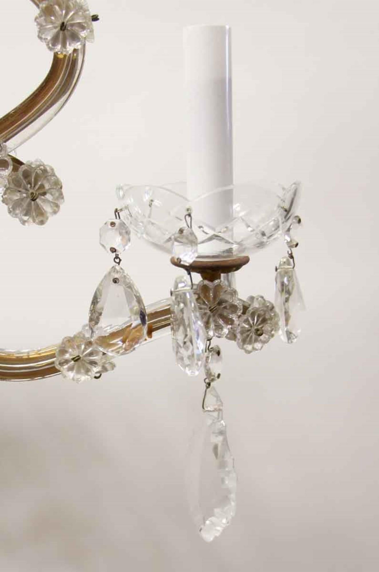 Mid-20th Century 1930s Petite Marie Therese Crystal Chandelier with Three Arms and Lights