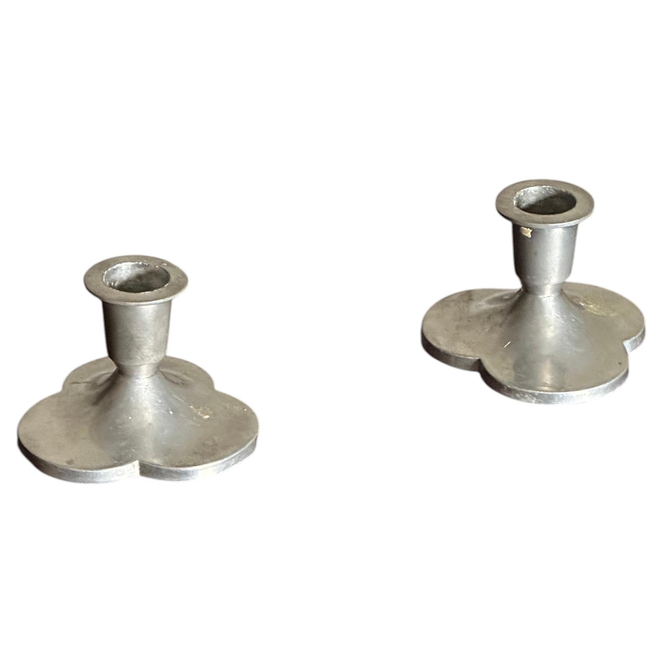 1930s Pewter Candle Holders by Just Andersen, Denmark- A Pair