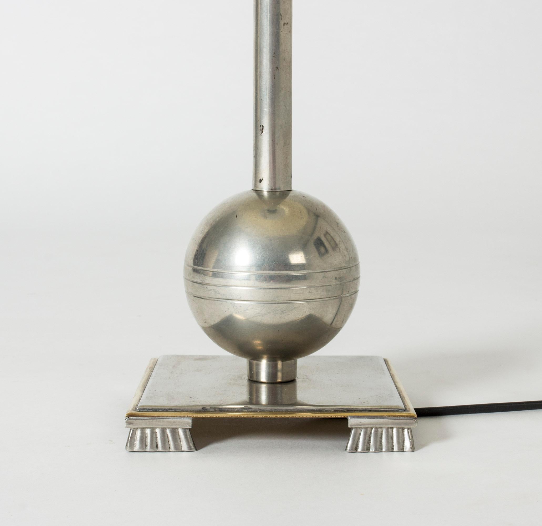 Swedish 1930s Pewter Table Lamp by Einar Bäckström
