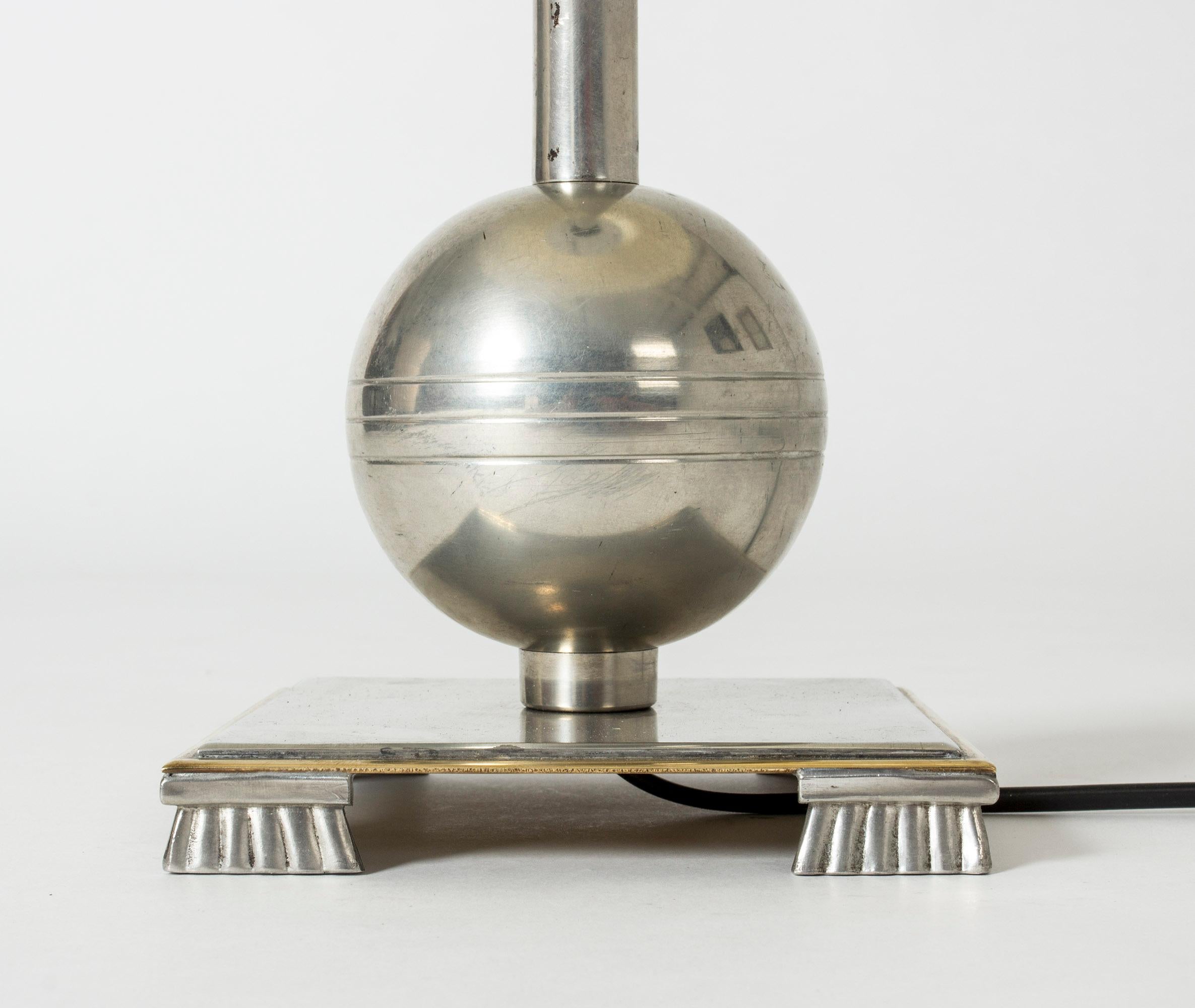 1930s Pewter Table Lamp by Einar Bäckström In Good Condition In Stockholm, SE