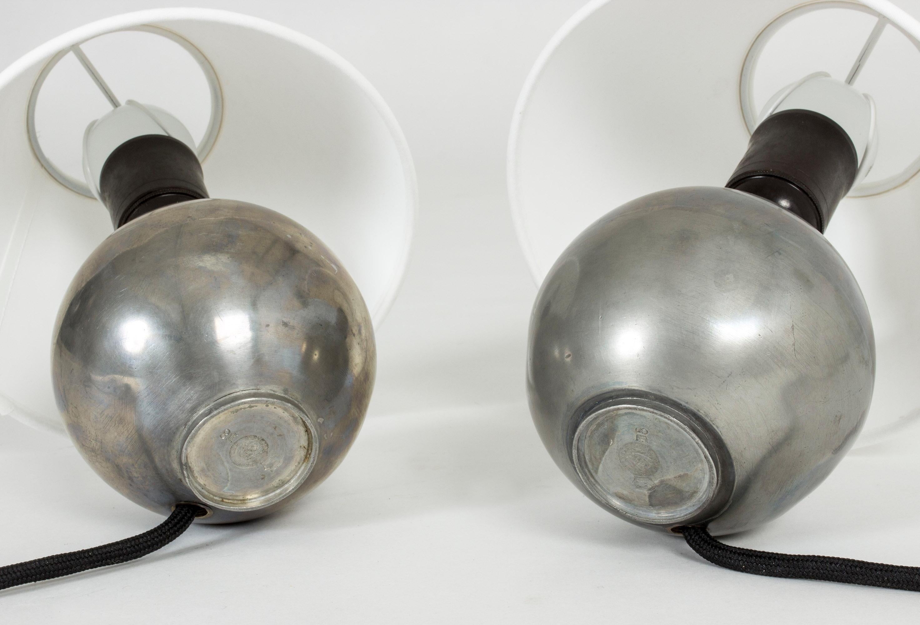 1930s Pewter Table Lamps by Björn Trädgårdh 1