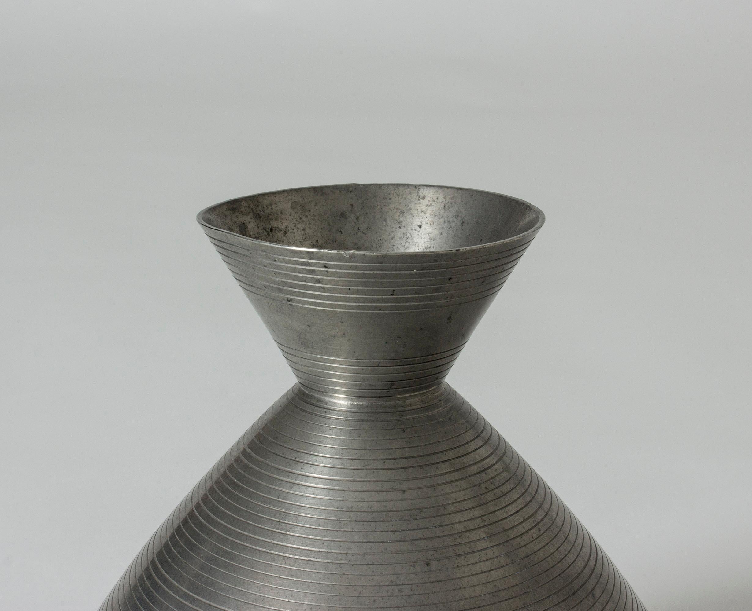 Swedish 1930s Pewter Vase by Sylvia Stave