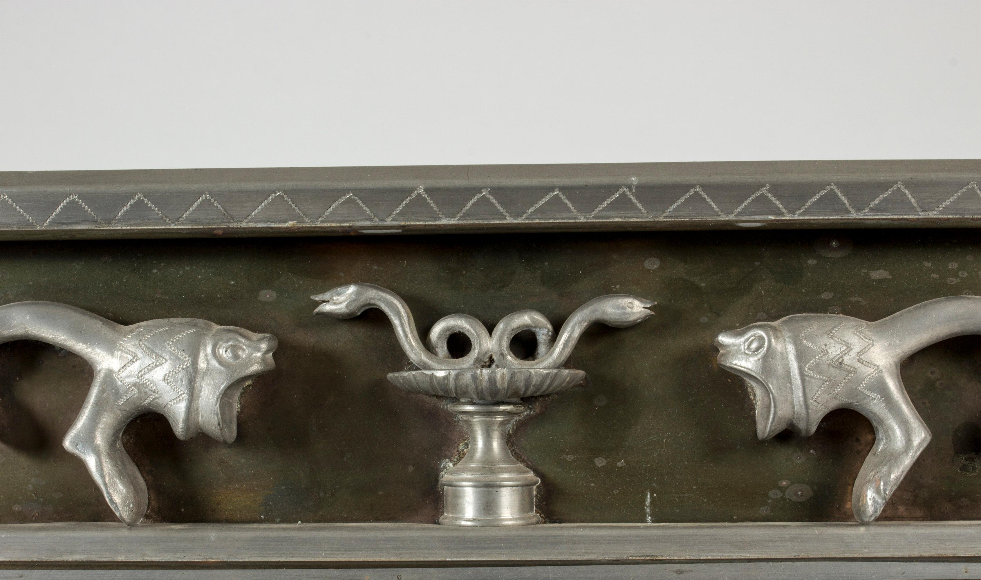 1930s Pewter Wall Mirror by Nils Fougstedt 1