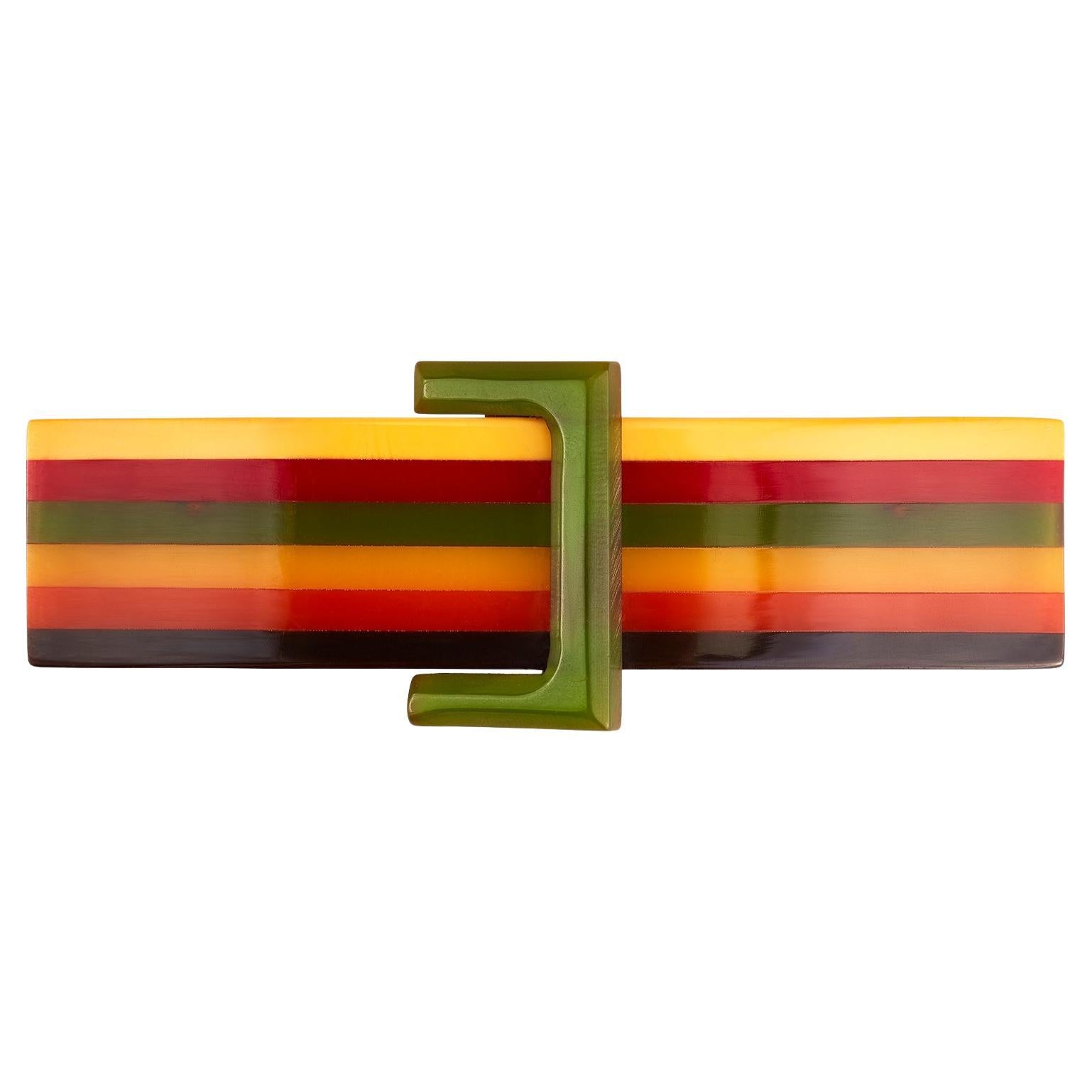 1930s Philadelphia Six Colour Rainbow Bakelite Belt Brooch