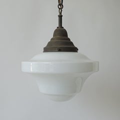 1930s Philips opaline glass and brass pendant
