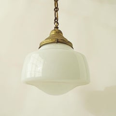 1930s Philips opaline glass and brass pendant