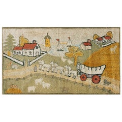 1930s Pictorial American Hooked Rug ( 2'10" x 5' - 86 x 152 )