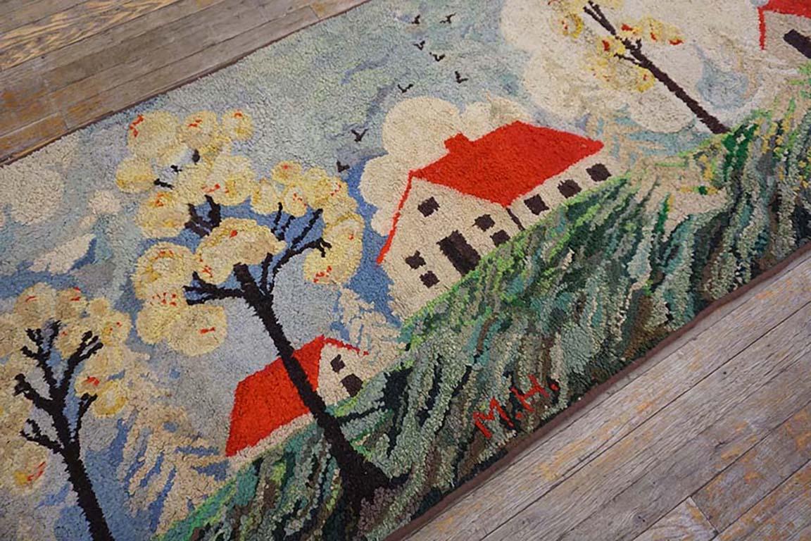 1930s Pictorial American Hooked Rug 3' 2