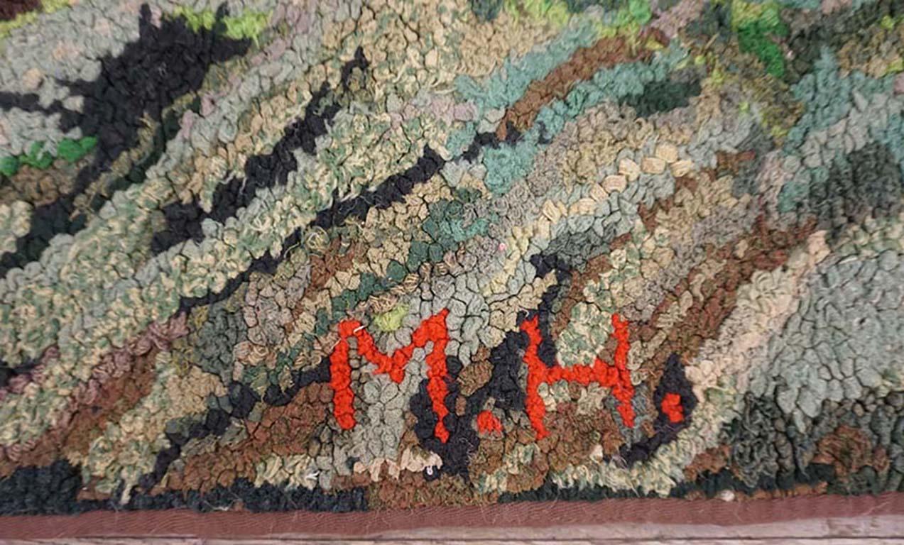 Wool 1930s Pictorial American Hooked Rug 3' 2