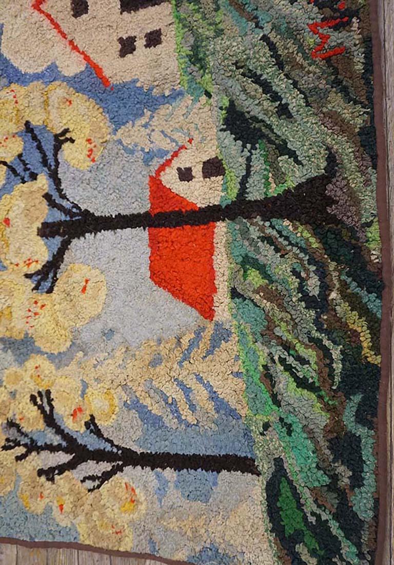 1930s Pictorial American Hooked Rug 3' 2