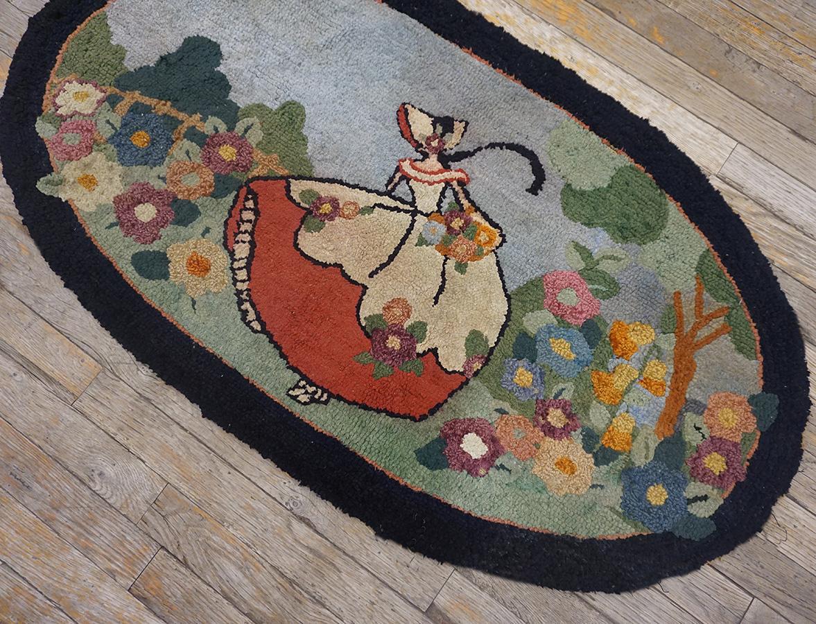 Wool 1930s Pictorial American Hooked Rug For Sale
