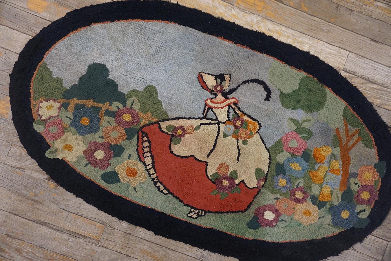 1930s Pictorial American Hooked Rug For Sale 3