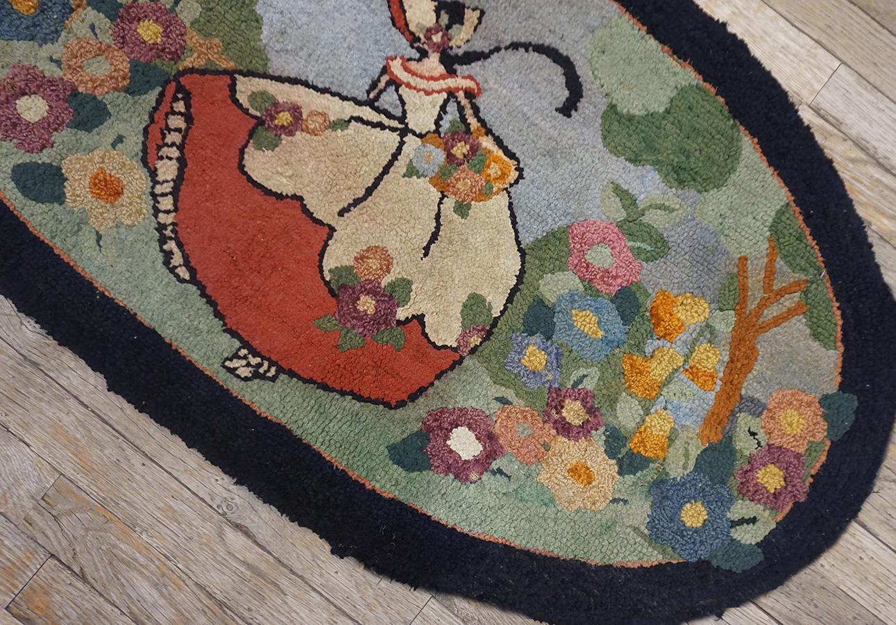1930s Pictorial American Hooked Rug For Sale 4