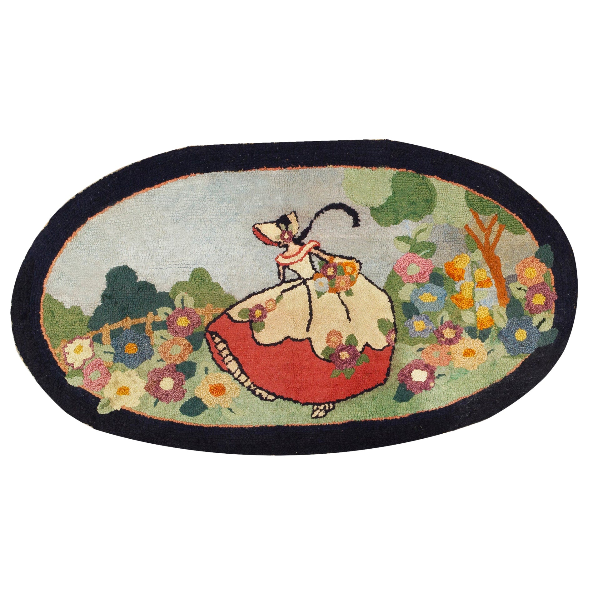 1930s Pictorial American Hooked Rug