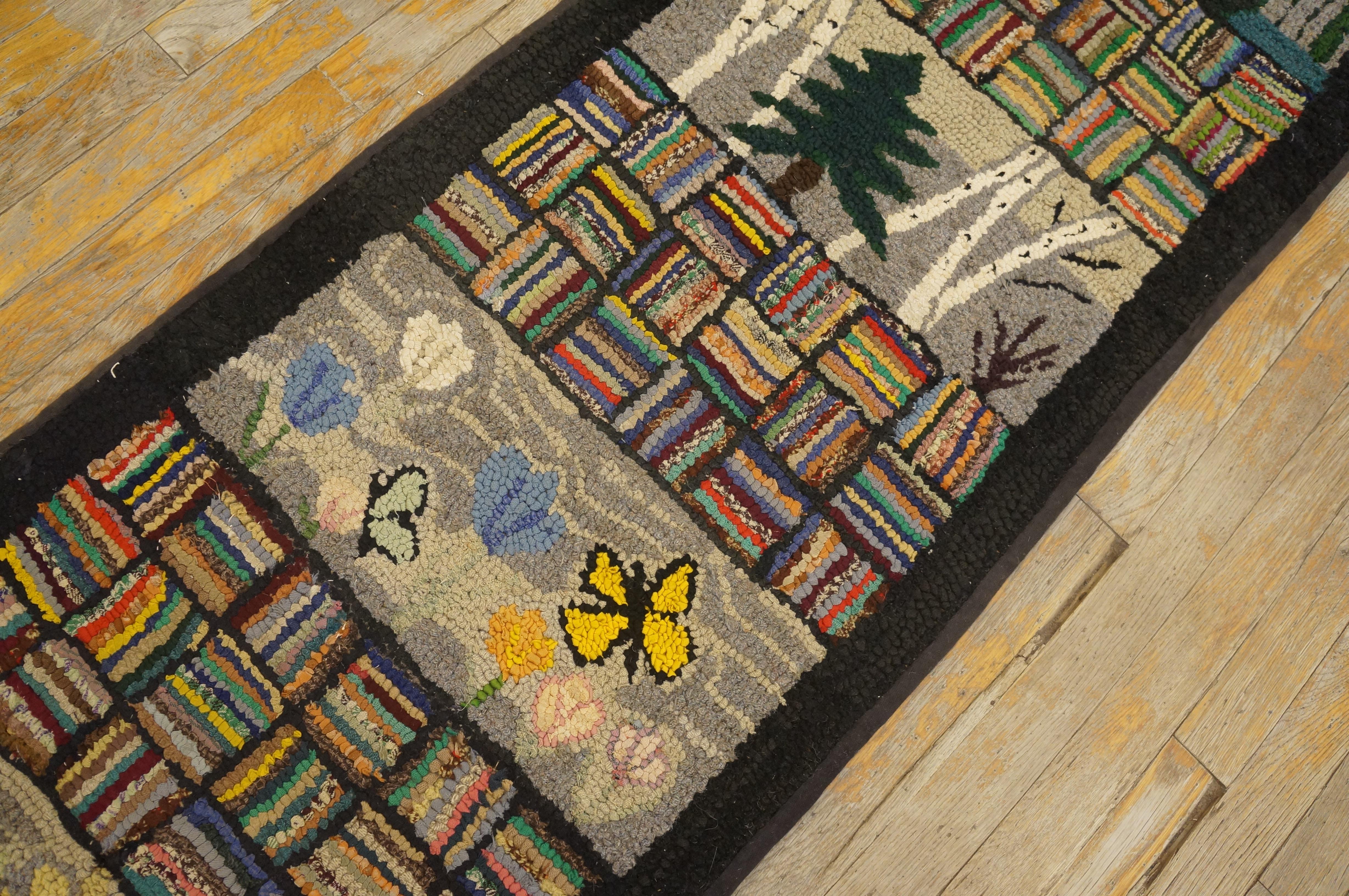 1930s Pictorial American Hooked Rug Runner ( 2' x 19' - 61 x 579 ) en vente 3