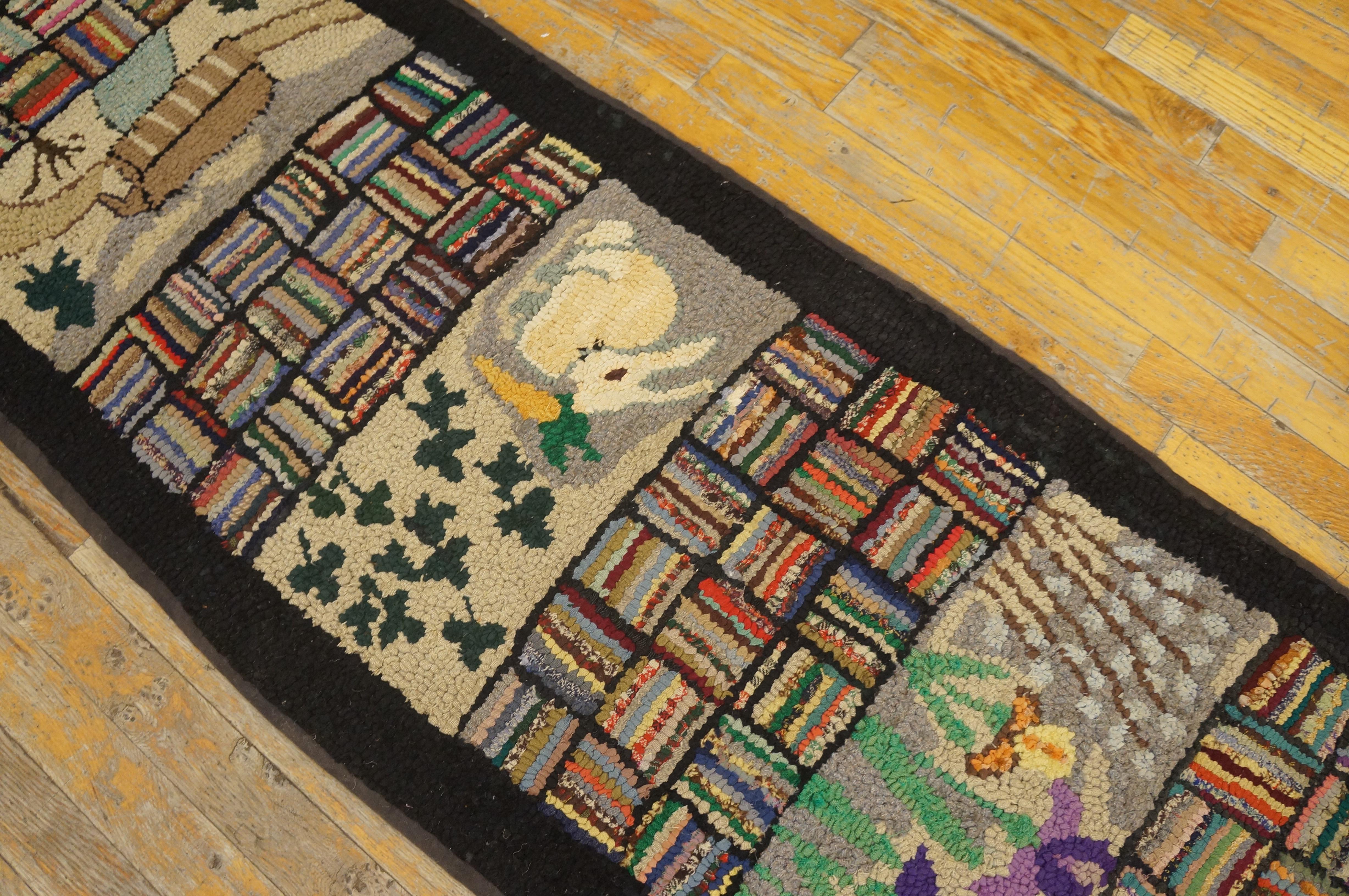 1930s Pictorial American Hooked Rug Runner ( 2' x 19' - 61 x 579 ) en vente 5