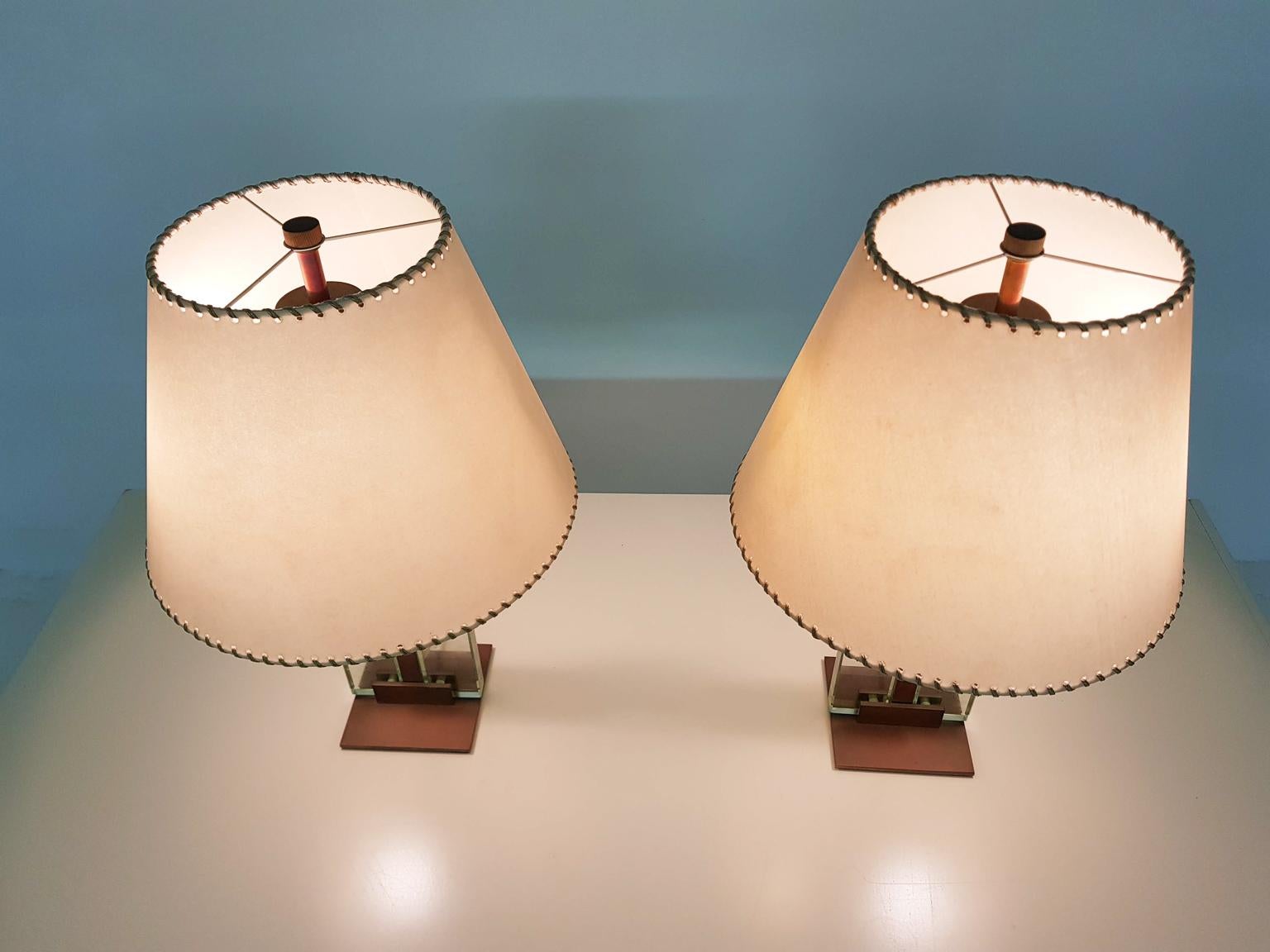 1930s Pietro Chiesa for Fontana Arte Table Lights in Bronze and Glass, Italy 12