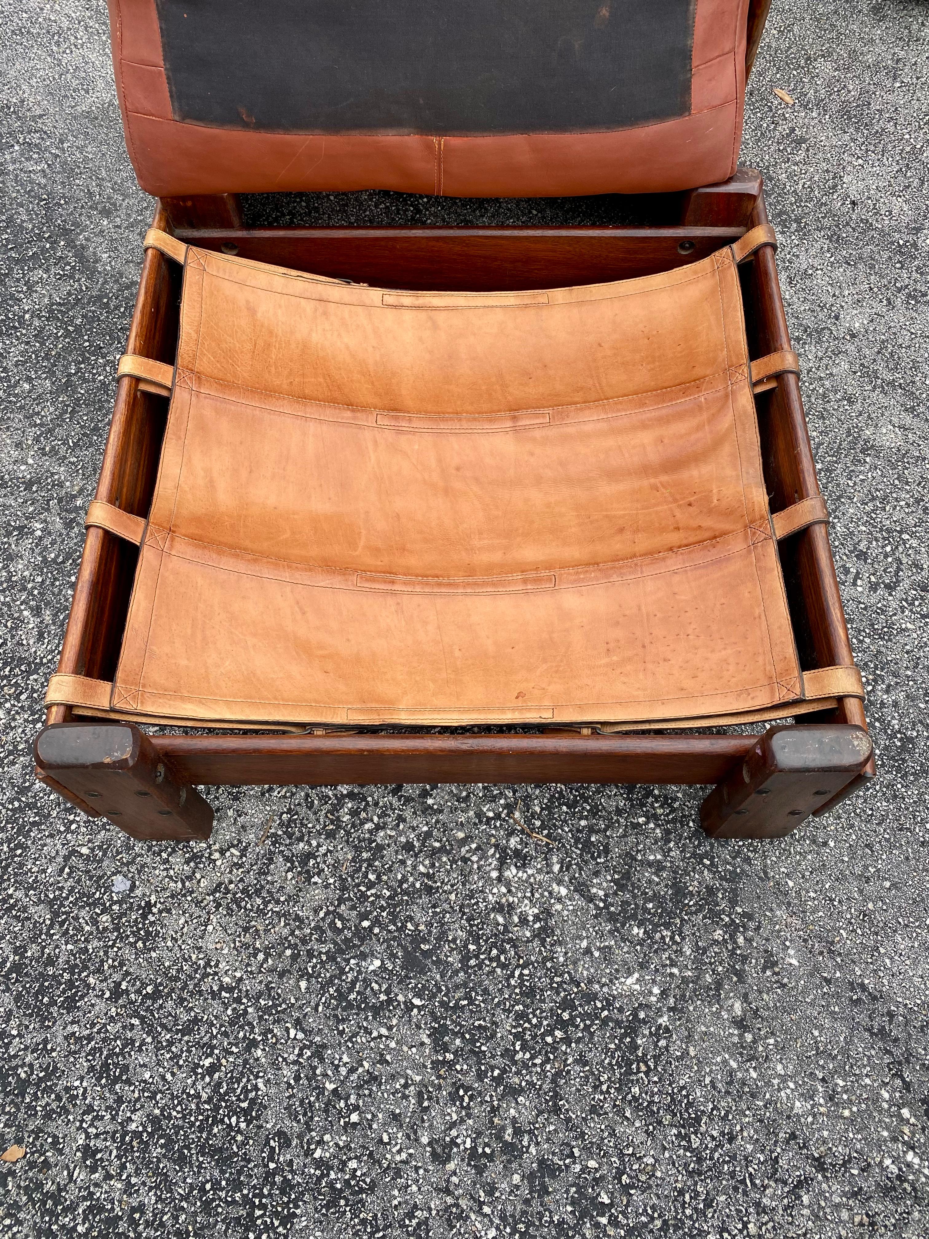 1930s Rustic Pine Saddle Leather Sling Living Room Suite, Set of 8 For Sale 8