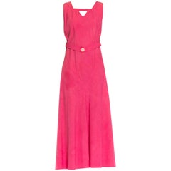 Abito ottomano in cotone con taglio sbieco rosa degli anni '30 con schiena scoperta